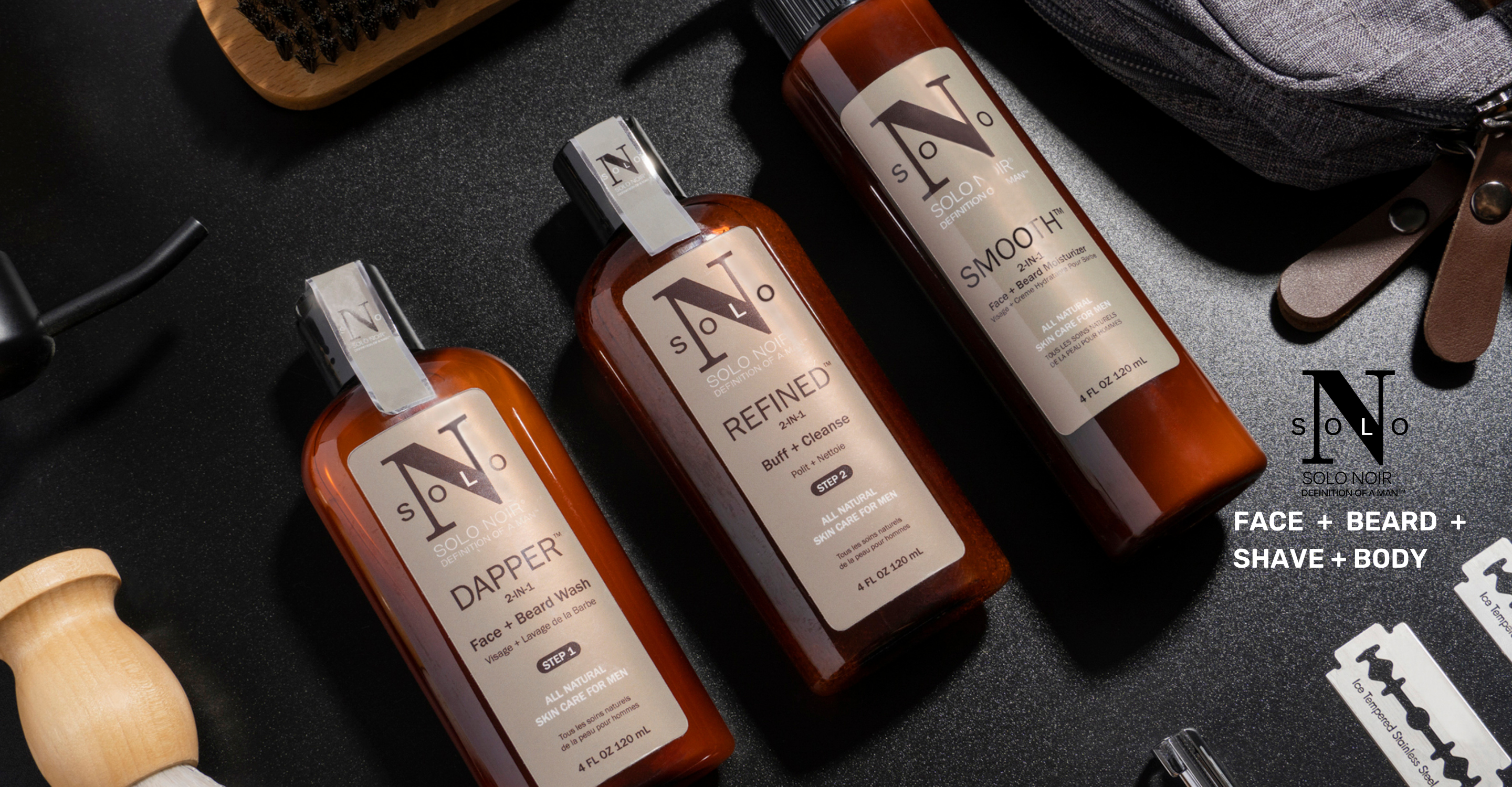 Solo Noir FACIAL KIT (DAPPER + REFINED + SMOOTH)